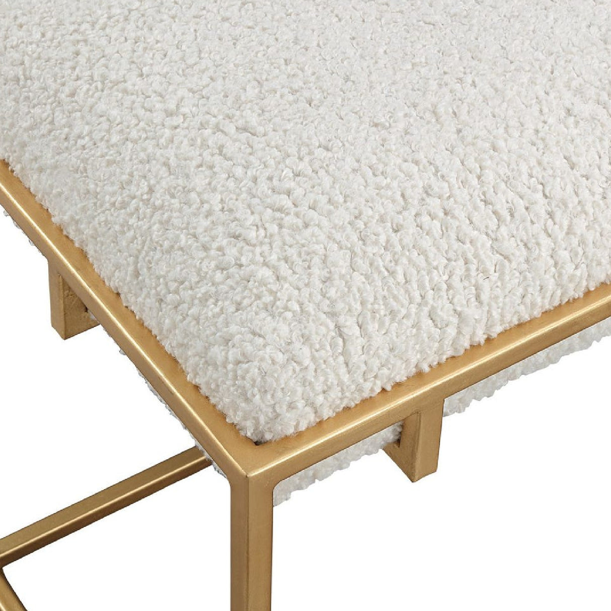   Gold Framed Shearling Bench | Oroa.com