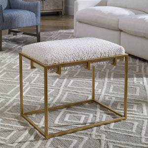   Gold Framed Shearling Bench | Oroa.com