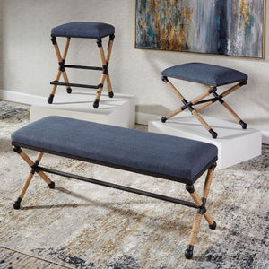   Blue Cotton Blend Bench | Oroa.com