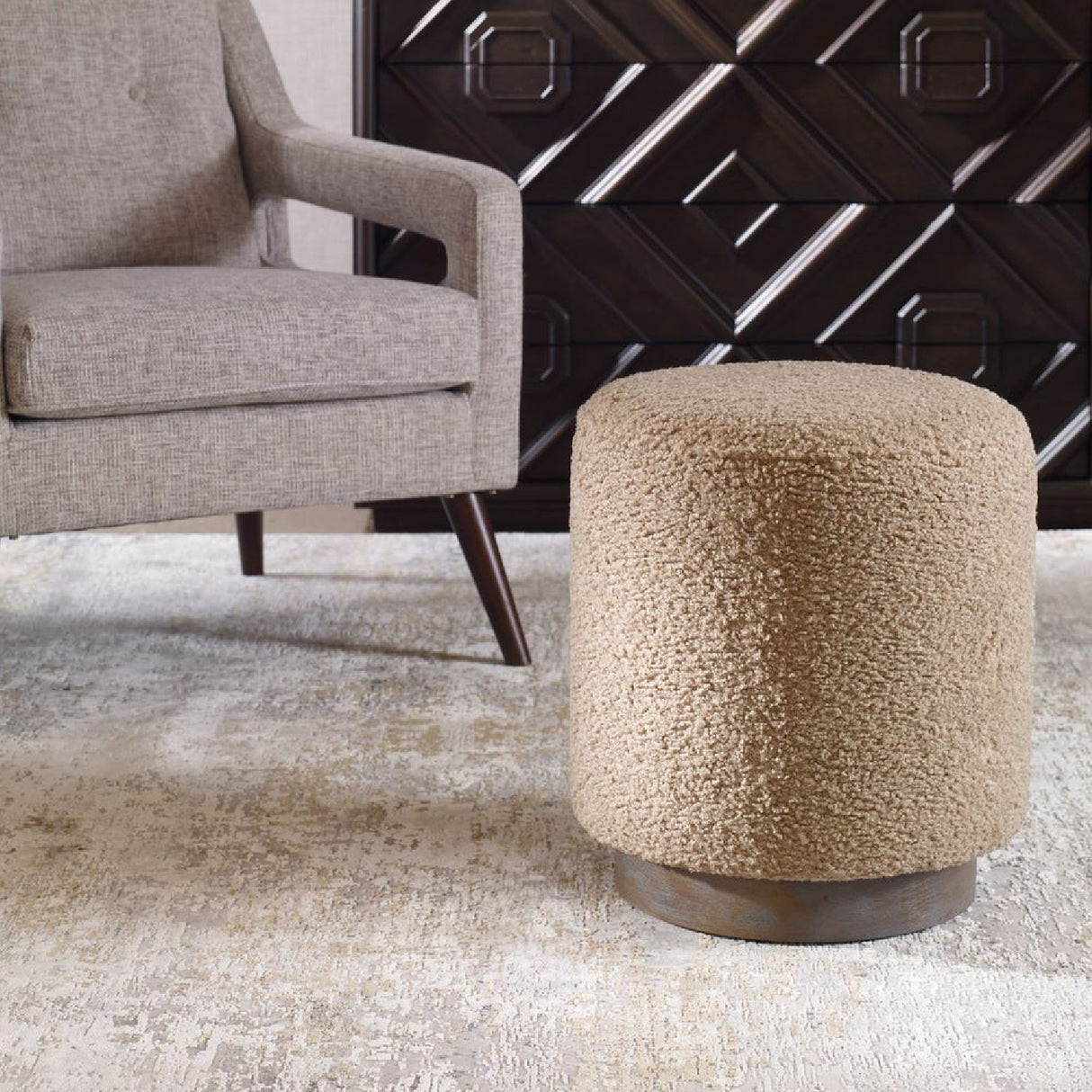   Cylindrical Textured Fabric Ottoman | Oroa.com