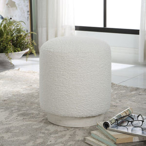   White Shearling Ottoman | Oroa.com