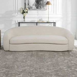   White Shearling Curved Sofa | Oroa.com