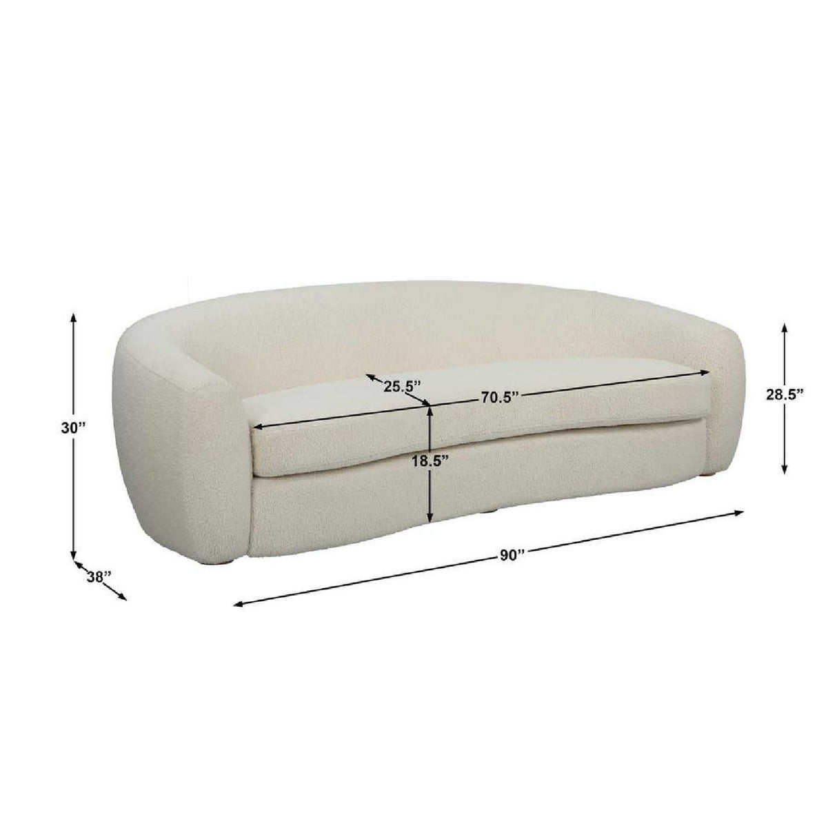   White Shearling Curved Sofa | Oroa.com