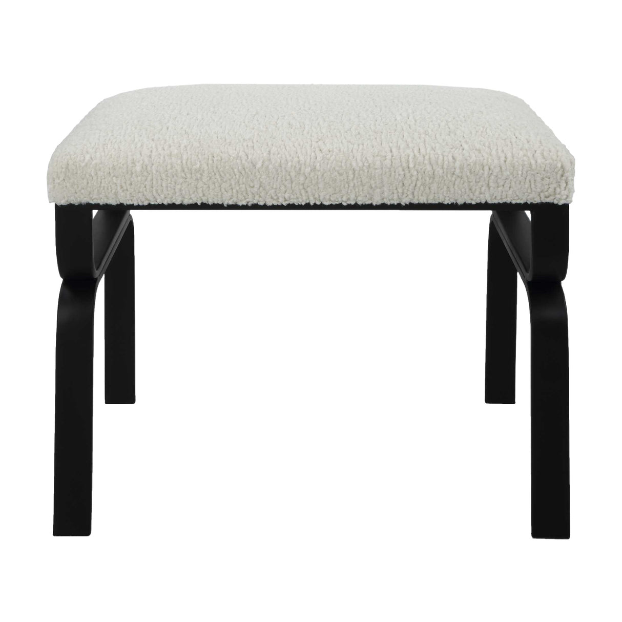   Iron Base White Shearling Bench S | Oroa.com