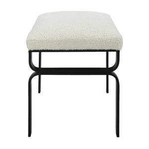   Iron Base White Shearling Bench S | Oroa.com