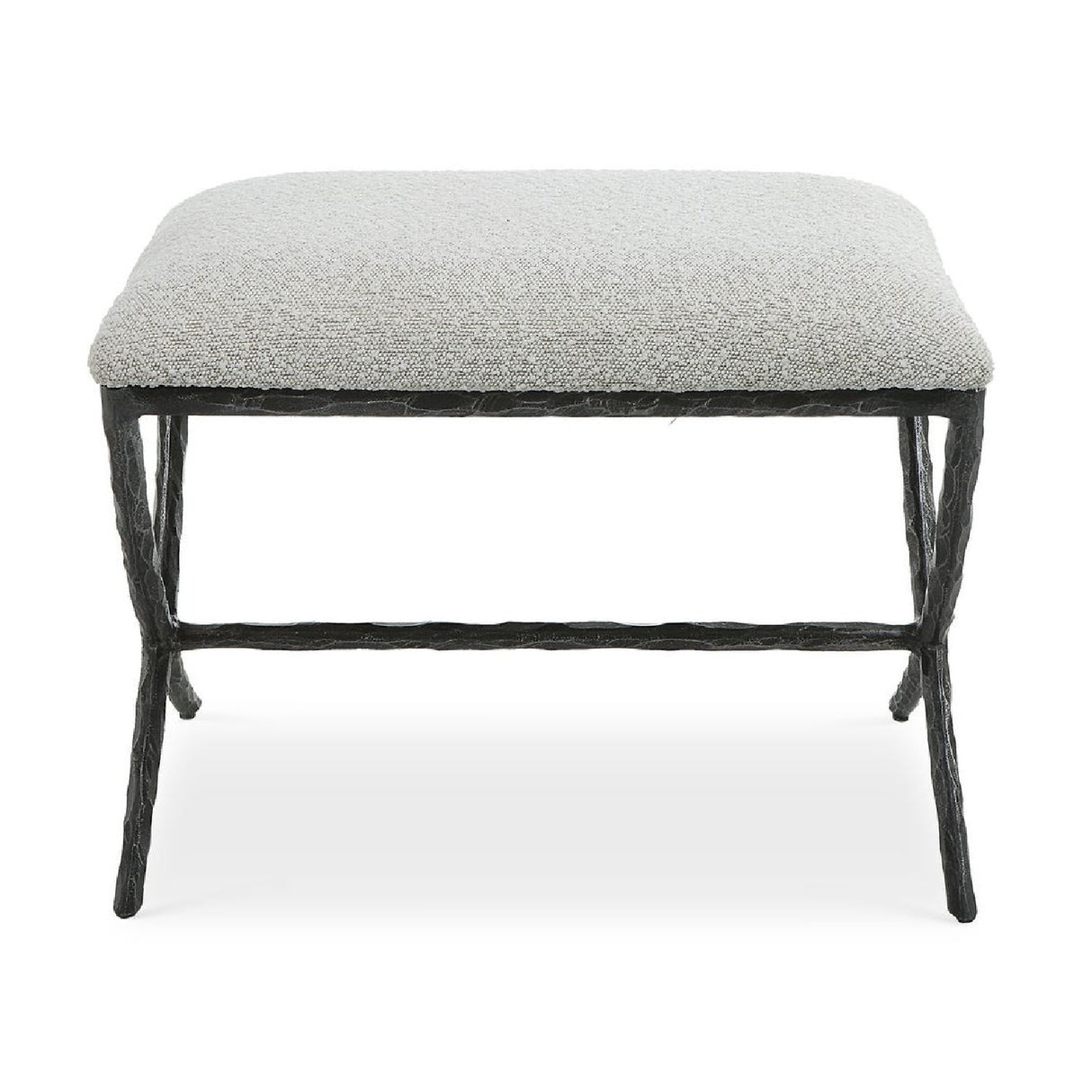   Iron Base White Boucle Bench S | Oroa.com