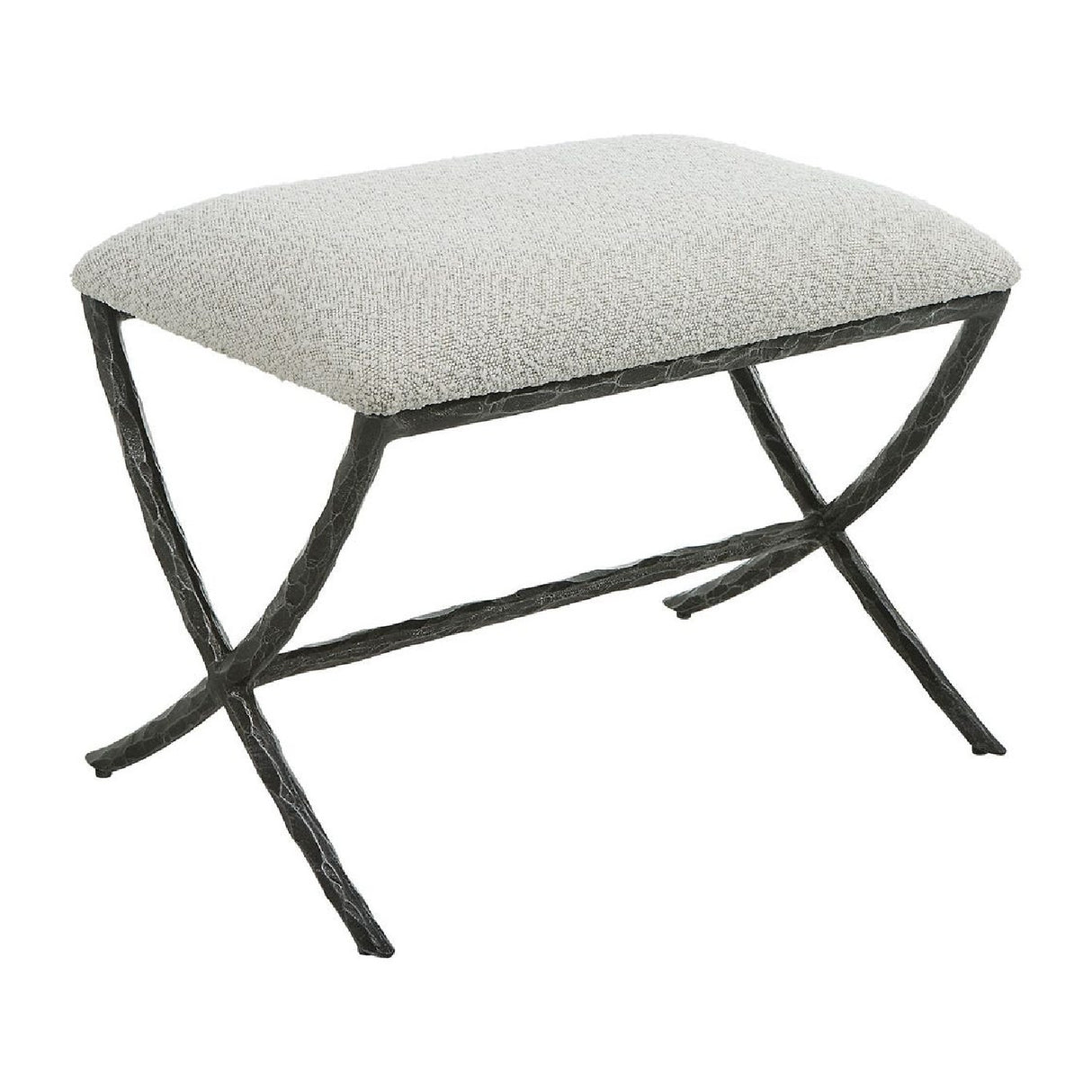   Iron Base White Boucle Bench S | Oroa.com