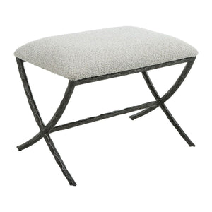   Iron Base White Boucle Bench S | Oroa.com
