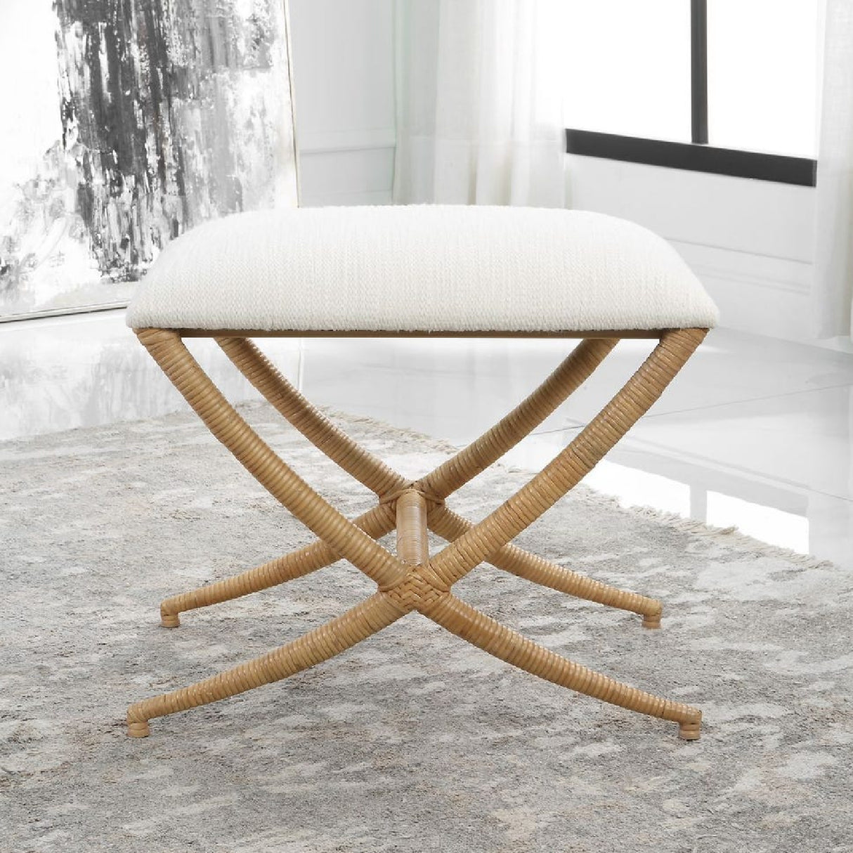   Rattan Wrapped Cross-Base Bench S | Oroa.com