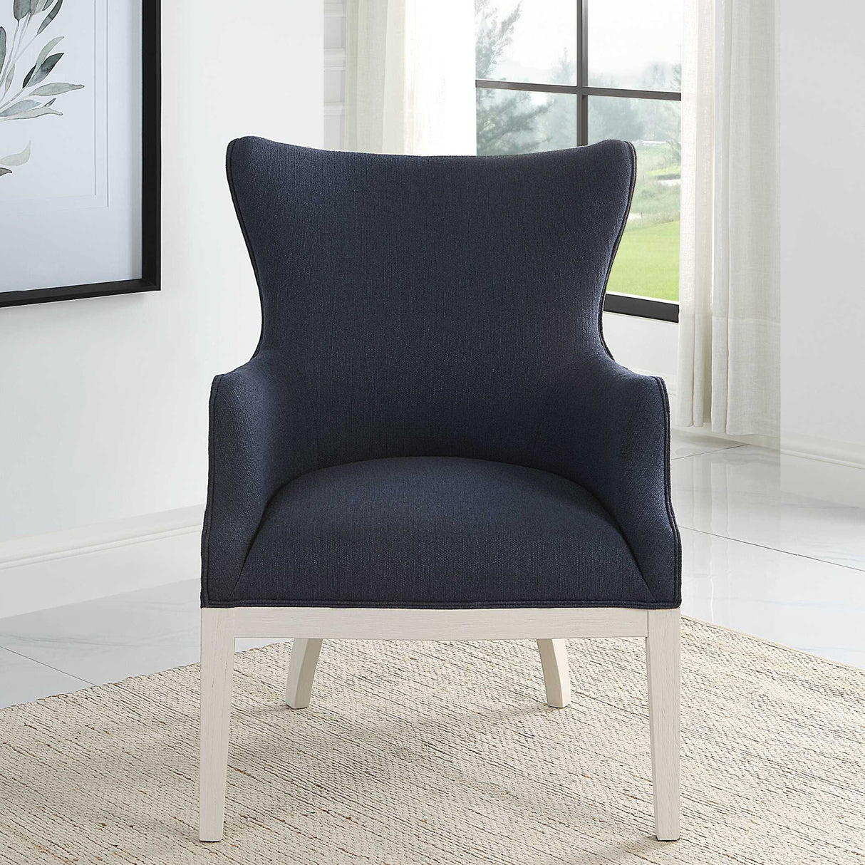   Woven Blue Fabric Accent Chair | Oroa.com