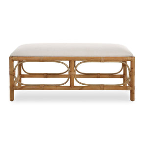   Rattan Base White Fabric Bench | Oroa.com