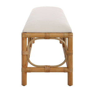   Rattan Base White Fabric Bench | Oroa.com