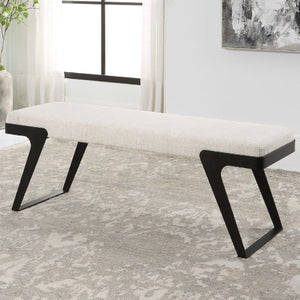   White Chenille Boucle Bench | Oroa.com
