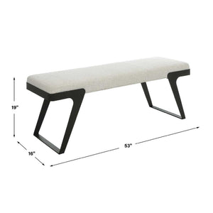   White Chenille Boucle Bench | Oroa.com