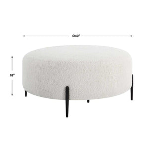  White Shearling Ottoman | Oroa.com