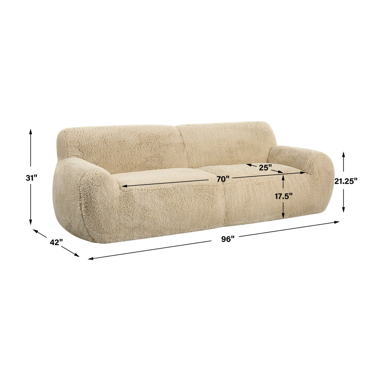   Cream Long-Haired Sheepskin Sofa | Oroa.com