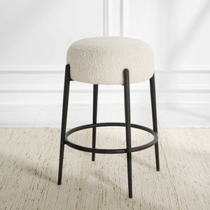   White Shearling Counter Stool | Oroa.com