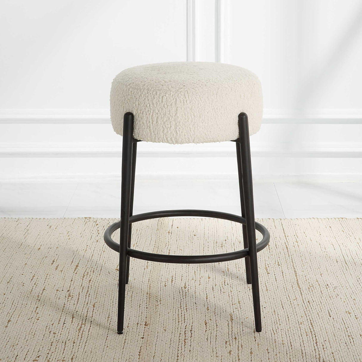   White Shearling Counter Stool | Oroa.com