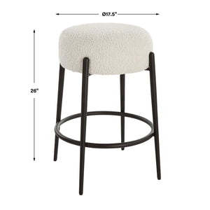   White Shearling Counter Stool | Oroa.com