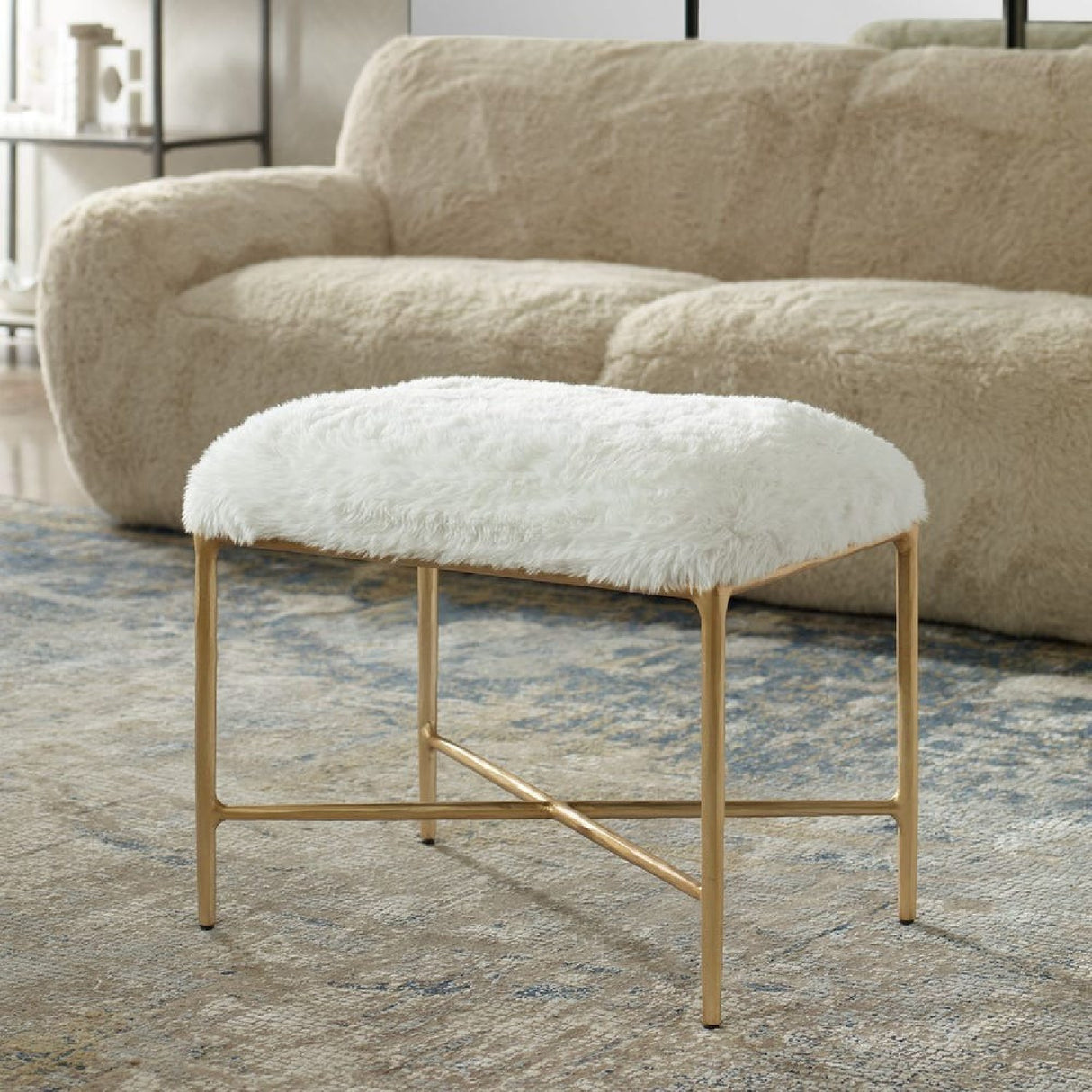   Cream Sheepskin Bench S | Oroa.com