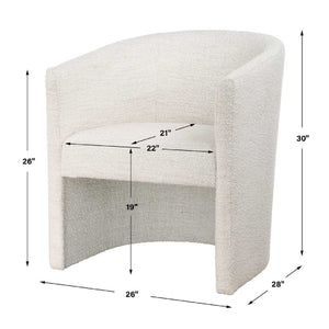   White Boucle Barrel Accent Chair | Oroa.com