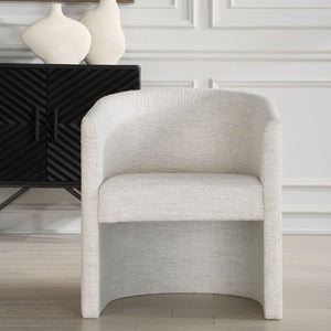   White Boucle Barrel Accent Chair | Oroa.com