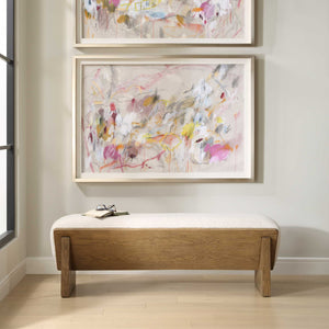   Wooden Framed White Sheepskin Bench | Oroa.com