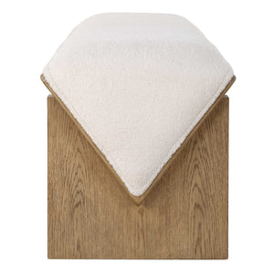   Wooden Framed White Sheepskin Bench | Oroa.com