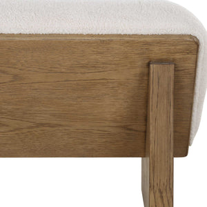   Wooden Framed White Sheepskin Bench | Oroa.com