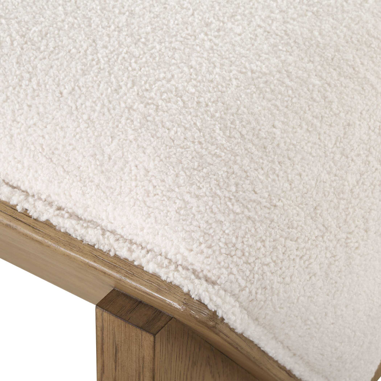   Wooden Framed White Sheepskin Bench | Oroa.com