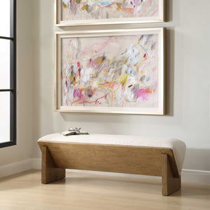   Wooden Framed White Sheepskin Bench | Oroa.com