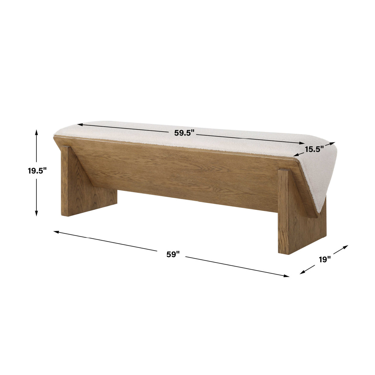   Wooden Framed White Sheepskin Bench | Oroa.com