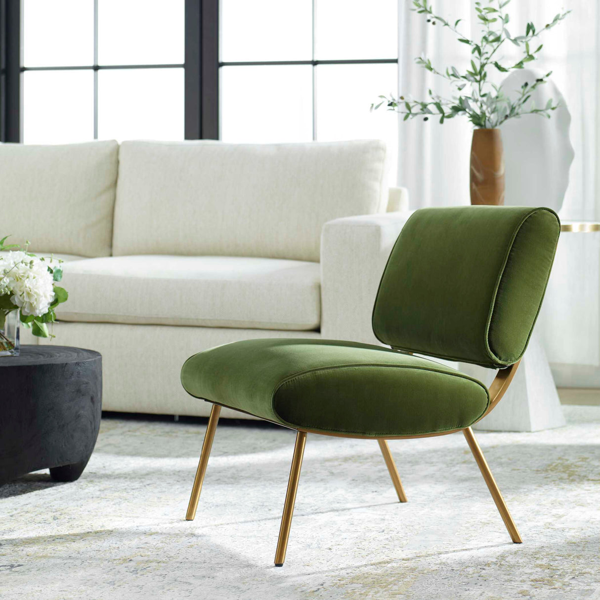   Green Velvet Accent Chair | Oroa.com
