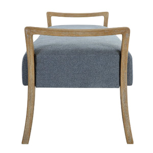   Wood Framed Blue Fabric Bench | Oroa.com