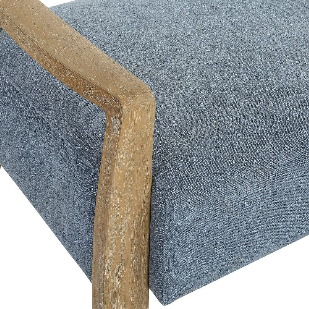   Wood Framed Blue Fabric Bench | Oroa.com