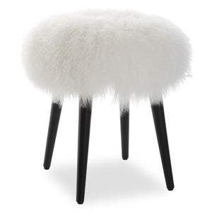   White Sheepskin Accent Stool | Oroa.com
