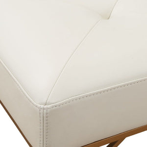   Tufted White Leather Bench | Oroa.com