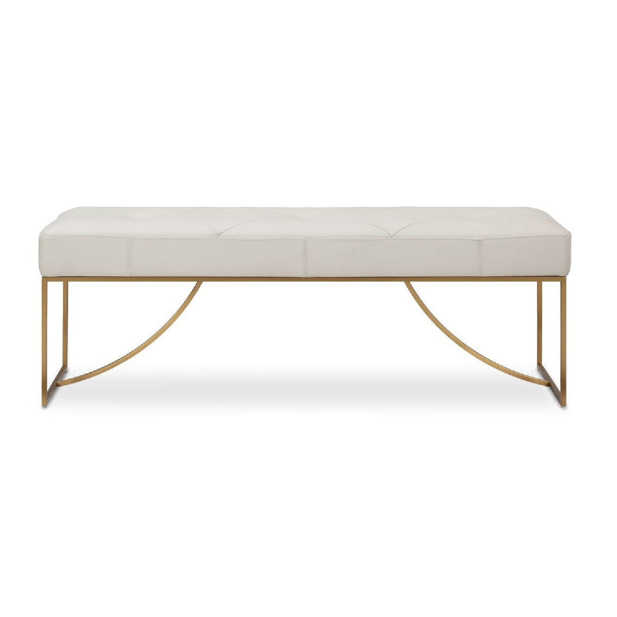   Tufted White Leather Bench | Oroa.com