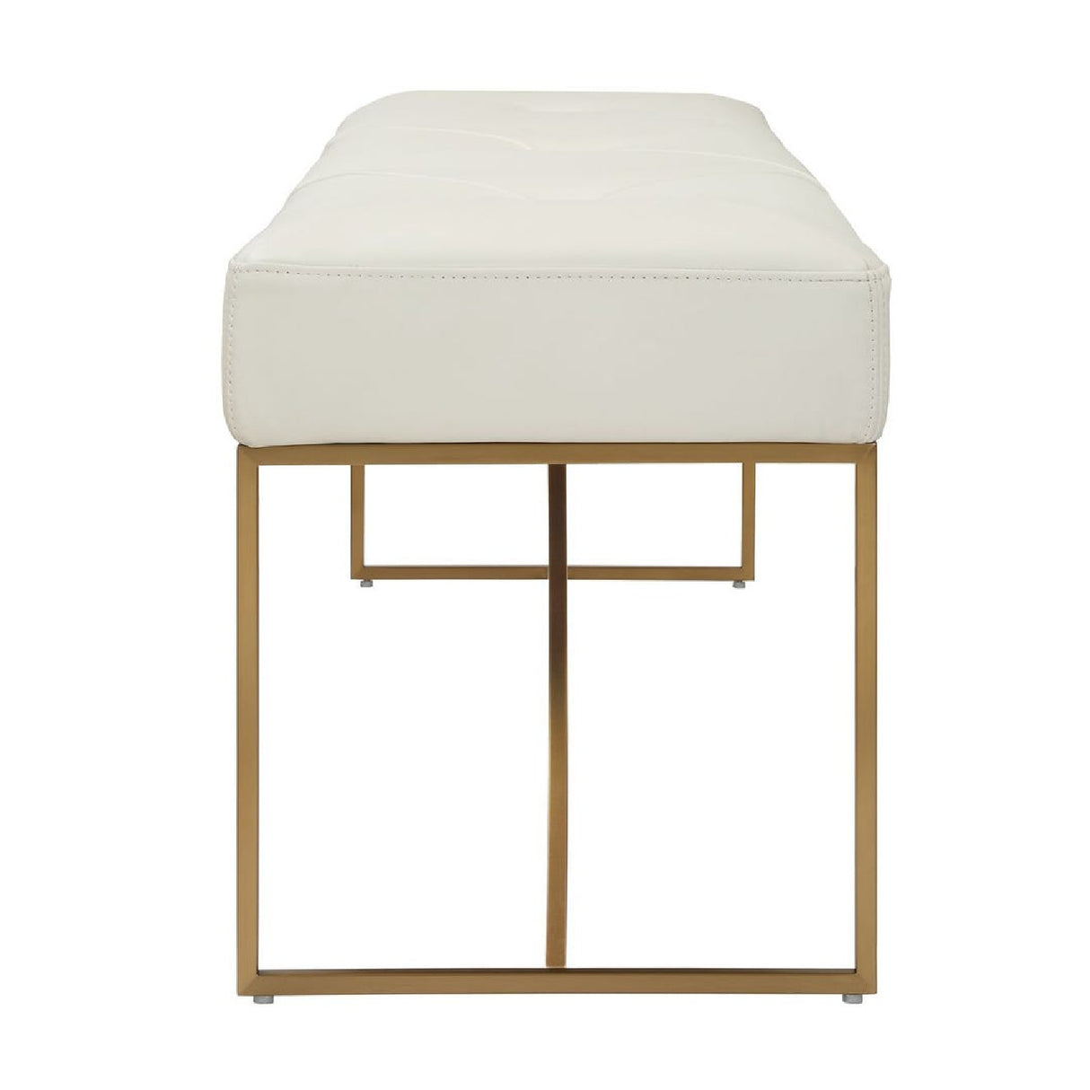   Tufted White Leather Bench | Oroa.com