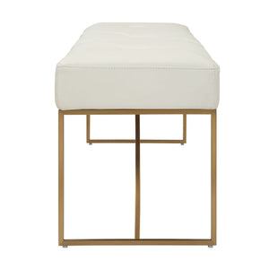   Tufted White Leather Bench | Oroa.com