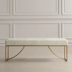   Tufted White Leather Bench | Oroa.com