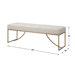   Tufted White Leather Bench | Oroa.com