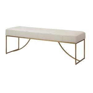   Tufted White Leather Bench | Oroa.com