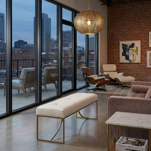   Tufted White Leather Bench | Oroa.com