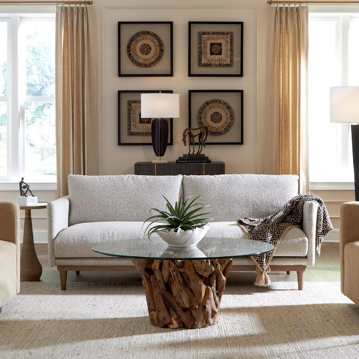   Beige Boucle Sofa | Oroa.com
