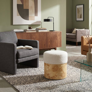   Poplar Burl Base Ottoman | Oroa.com