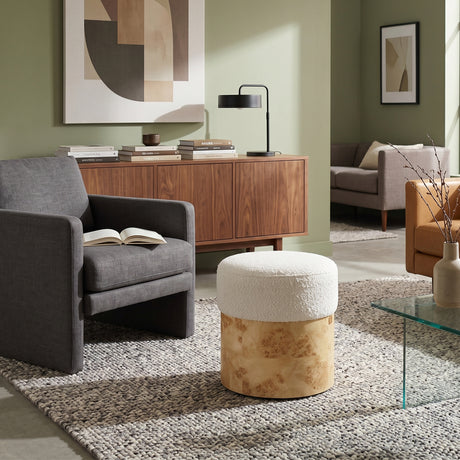   Poplar Burl Base Ottoman | Oroa.com