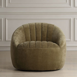   Green Chambray Channeled Swivel Chair | Oroa.com