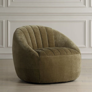  Green Chambray Channeled Swivel Chair | Oroa.com