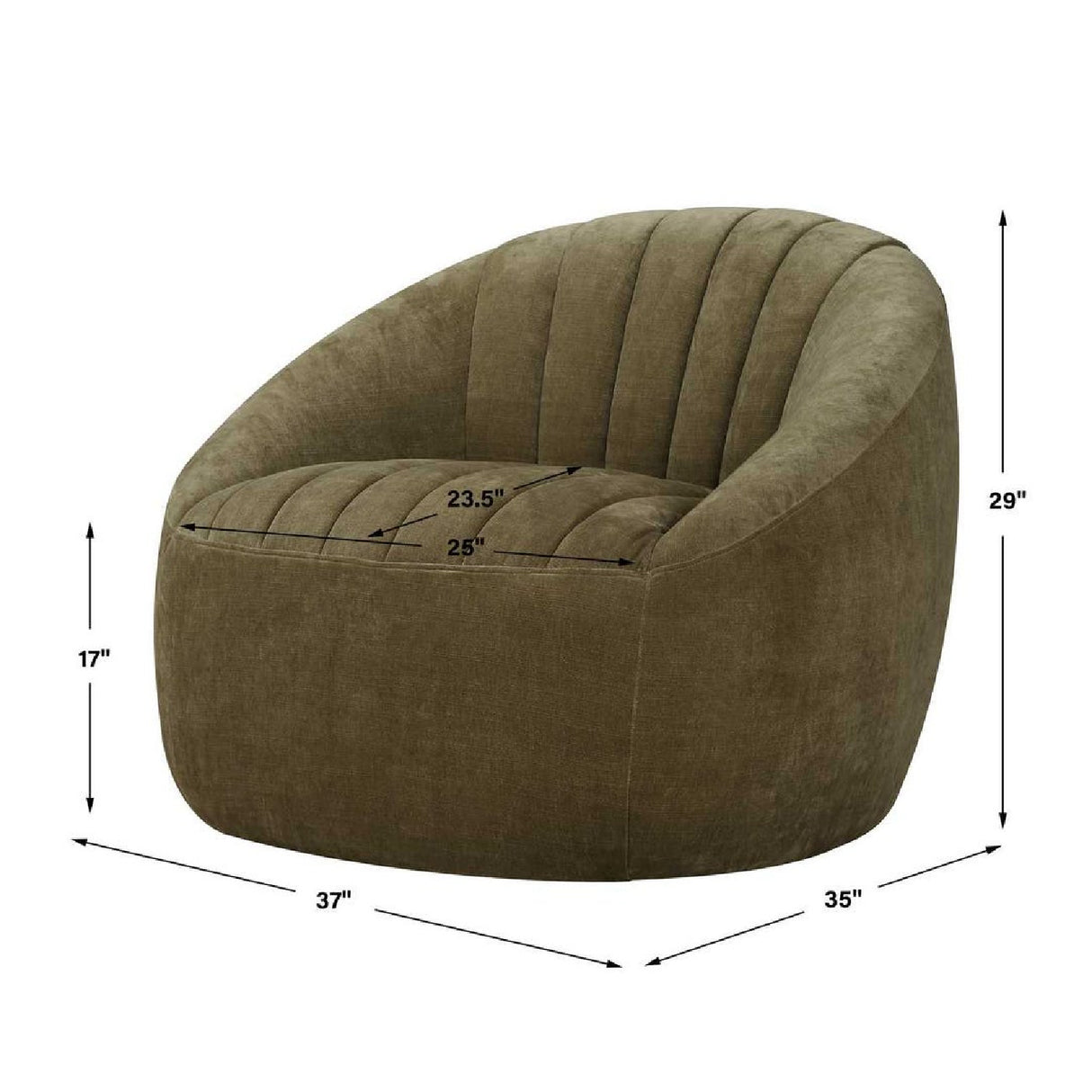   Green Chambray Channeled Swivel Chair | Oroa.com